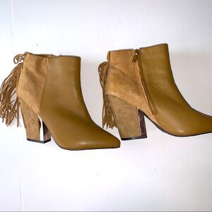 IMAN ankle fringe tan suede night out and cowgirl size 8W